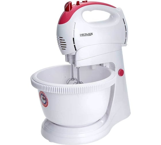 Миксер DELTA LUX DL-5071C белый с розовым, 350 Вт, 5 скоростей, самовращаяся чаша (4) 0R-00003894