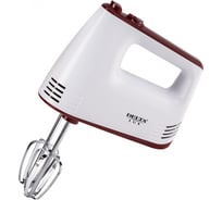 Миксер DELTA LUX DE-7700 белый с бордовым, 400 Вт, 4 насадки, 5 скоростных режимов, турбо (6) Р1-00004137