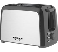 Тостер Delta LUX DL-090 нержавеющая сталь, черный, 750 Вт, 2 ломтика, 6-ти позиций таймер, разморозка, подогрев 6 0R-00006685