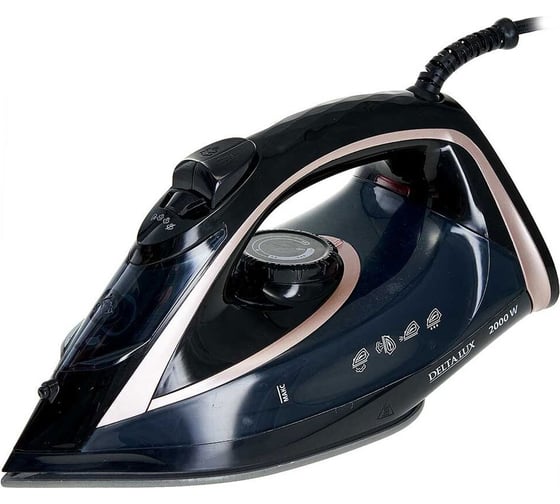 Утюг Delta LUX DE-3001 черный с бронзовым, 2000 Вт, керамика, самоочистка, паровой удар, 320 мл 10 Р1-00009340 1