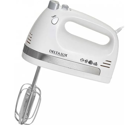 Миксер DELTA LUX DE-7705 белый, 700 Вт, 4 насадки, 5 скоростных режимов (16) Р1-00009637