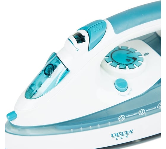 Утюг Delta LUX DL-710 белый с серо-голубым, 2400 Вт, керамика, антикапля, антинакипь, автоотключение 10 0R-00000630