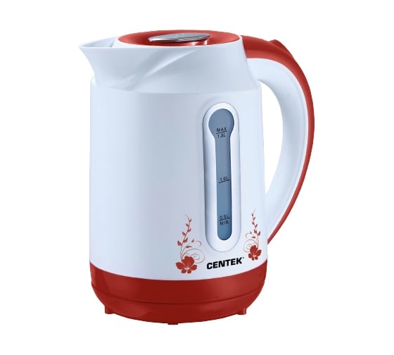 Чайник Centek белый/красный, пластик, 1.8 л, 2200 Вт CT-1035 1
