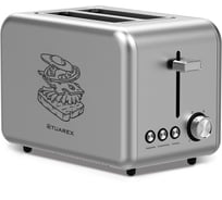 Электрический тостер Tuarex TK-6002, мощность 900 Вт, цвет черный/стальной, 6 регулировок поджаривания, LED дисплей 90409