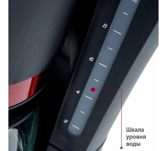 Кофеварка Delta LUX DL-8152 черная с красным, 700 Вт, 1200 мл (10 чашек), антипролив (6) 0Р-00015402