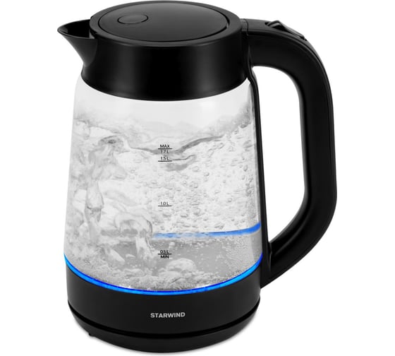 Чайник STARWIND SKG4030 1.7 л, 2200 Вт, черный, стекло 1905864