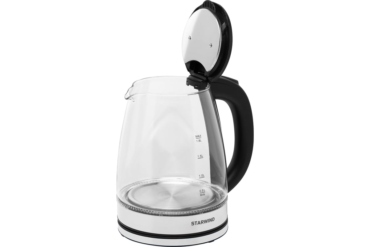 Чайник STARWIND SKG2050 1.8 л, 1800 Вт, черный/серебристый, стекло ...