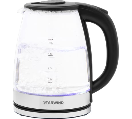 Чайник STARWIND SKG2050 1.8 л, 1800 Вт, черный/серебристый, стекло 1507372