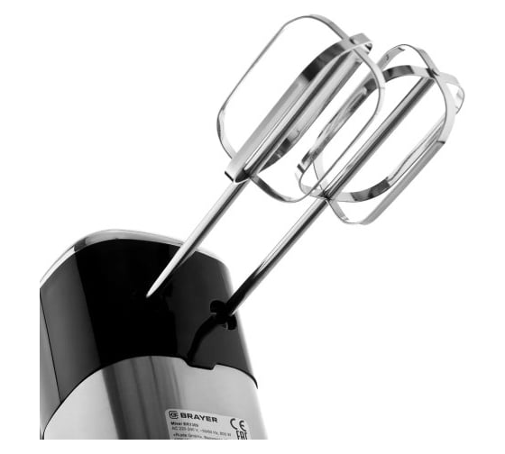 Миксер BRAYER 1309BR, 800 Вт, 5 скоростных режимов, турбо, 2 венчика для взбивания, 2 венчика для замешивания BR1309