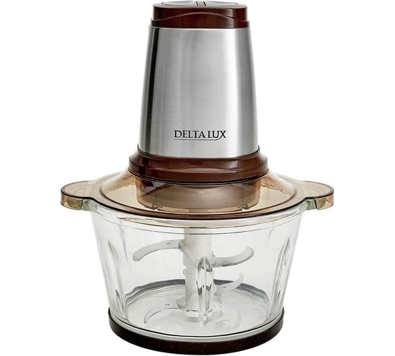 Измельчитель Delta LUX DE-7400 чаша из стекла, 1.6 л, 500 Вт, двойной ножевой блок, коричневый 8 Р1-00005921
