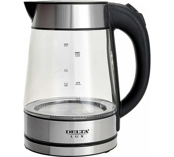 Чайник Delta LUX DE-1004 корпус из жаропрочного стекла, черный, 2200 Вт, 1.7 л Р1-00005898 1