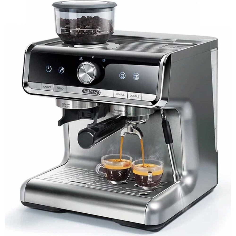 Кофемашина Hibrew рожковая H7 PRO Barista серебристый CM5020 2037194609625  - выгодная цена, отзывы, характеристики, фото - купить в Москве и РФ