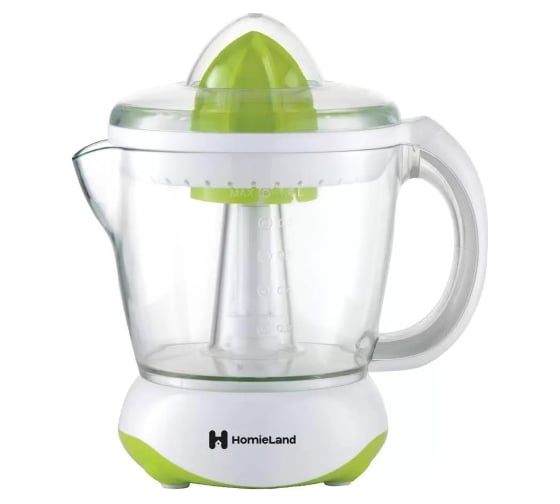 Электрическая соковыжималка HomieLand HL-1000G белая с зеленым, 40 Вт, 1000 мл 12 00-00016305