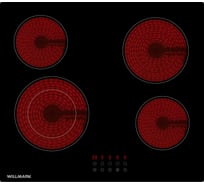 Стеклокерамическая варочная поверхность Willmark WCH-4602R 60 см, таймер, блокировка поверхности, автоотключение, 9 уровней мощности, dual zone 1002274