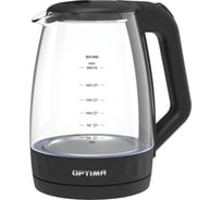Электрический чайник Optima EK-1823G 1.8 л, поворот на 360, корпус из стекла и пластика, LED подсветка, черный 2002320