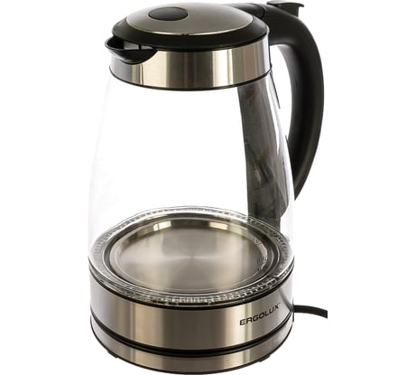 Стеклянный чайник ERGOLUX ELX-KG02-C42 серебристо-черный 13444