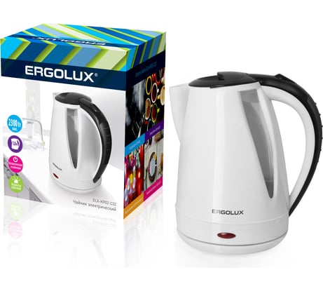 Чайник ERGOLUX ELX-KP02-C32 белый/черный 13119