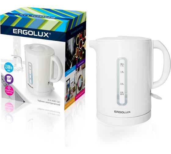 Белый чайник ERGOLUX ELX-KH01-C01 13114