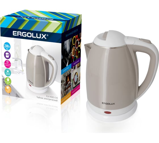Чайник ERGOLUX ELX-KS02-C18 бежево-белый 13121 1