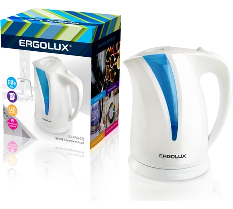 Чайник ERGOLUX ELX-KP03-C35 бело-голубой 13115