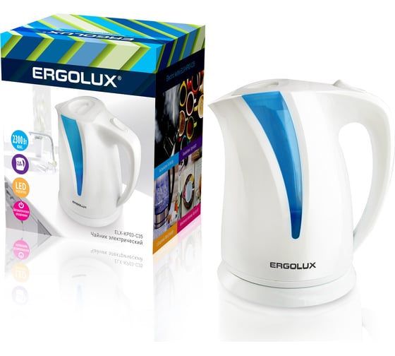 Чайник ERGOLUX ELX-KP03-C35 бело-голубой 13115 1