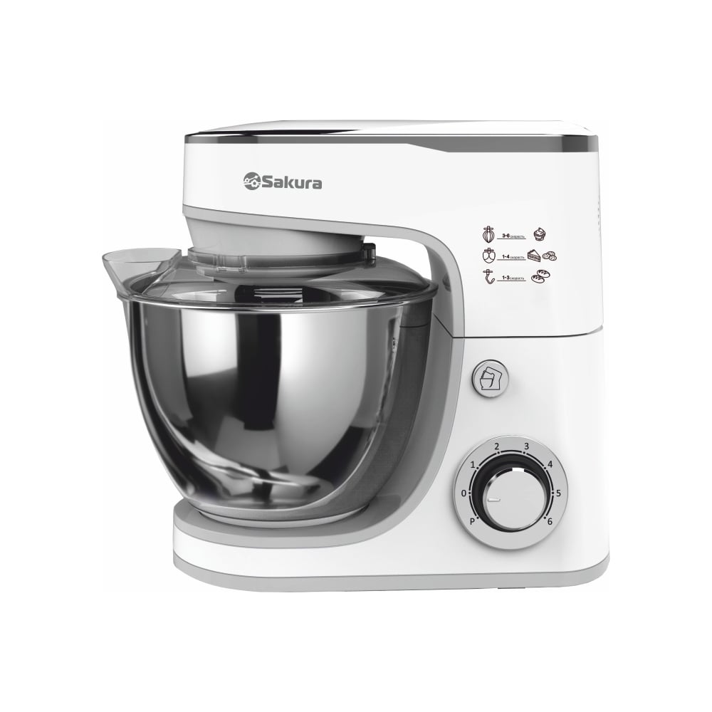 Электрический миксер с чашей SAKURA SA-6332W ELEGANT планетарный, 1300 ...