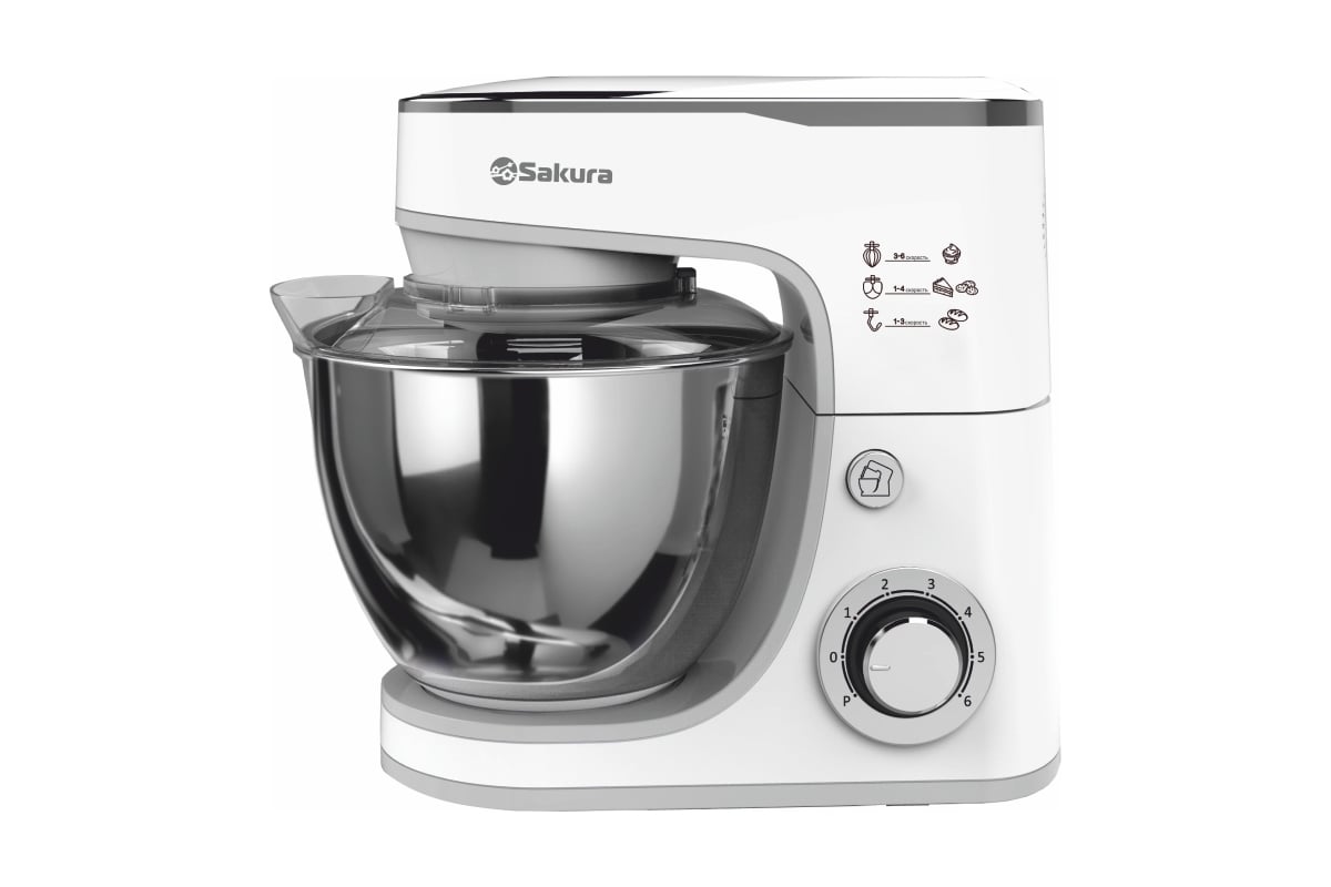 Электрический миксер с чашей SAKURA SA-6332W ELEGANT планетарный, 1300 ...