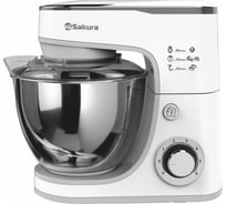 Электрический миксер с чашей SAKURA SA-6332W ELEGANT планетарный, 1300 Вт, 5.0 л, 6 скоростей, Турбо РТ-00069990