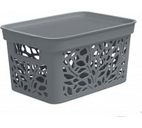 Корзина Полимербыт Leaves с крышкой 10 л 333x225x174 мм серый 438370100