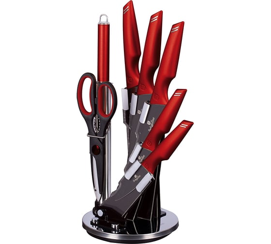 Набор ножей на подставке BerlingerHaus Metallic Line Burgundy Edition 8 предметов 2686-BH