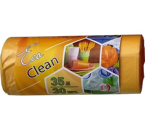 Мешки Ecoclean (35 л, 30 шт., ПНД , желтый, 8 мкм, 48х58 см) Концепция Быта 3767