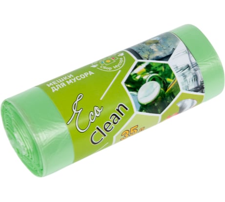 Мешки Ecoclean (35 л, 30 шт., ПНД , зеленый, 8 мкм, 48х58 см) Концепция Быта 3798