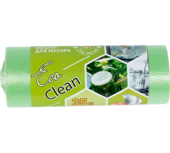 Мешки Ecoclean (35 л, 30 шт., ПНД , зеленый, 8 мкм, 48х58 см) Концепция Быта 3798