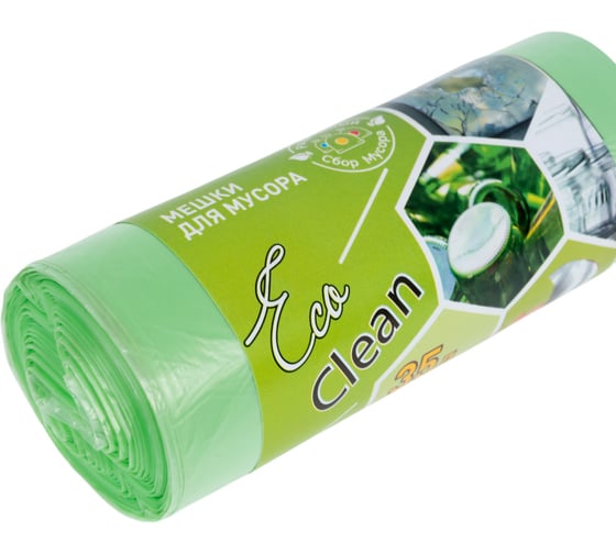 Мешки Ecoclean (35 л, 30 шт., ПНД , зеленый, 8 мкм, 48х58 см) Концепция Быта 3798