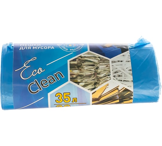 Мешки Ecoclean (35 л, 30 шт., ПНД, синий, 8 мкм, 48х58 см) Концепция Быта 3781 1