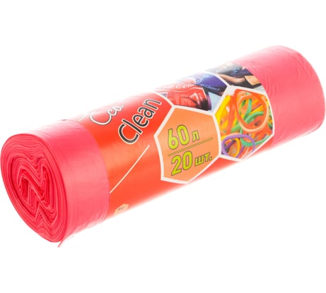 Мешки Ecoclean (60 л, 20 шт., ПНД, красный, 10 мкм, 58х68 см) Концепция Быта 3811