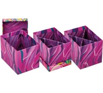 Настольная картонная коробка-органайзер Hatber 125x90x100 мм, матовая, ламинированная, Flower 3шт. в упаковке 080451