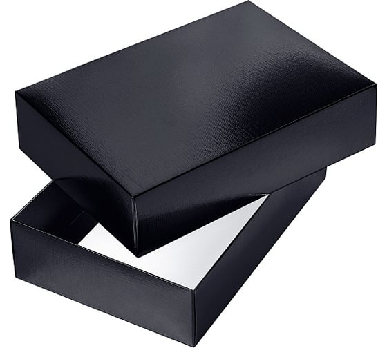 Сборная картонная коробка Hatber 250x180x65 мм, прямоугольник, METALLIC, черная 20шт. в упаковке 082223