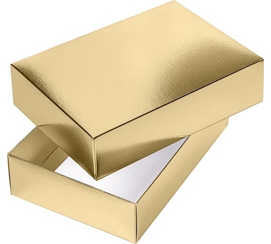 Сборная картонная коробка Hatber 250x180x65 мм, прямоугольник, METALLIC, золото 20шт. в упаковке 082215 1