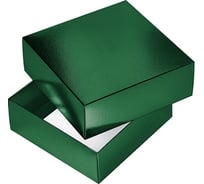 Сборная картонная коробка Hatber 180x180x65 мм, квадрат, METALLIC, зеленая 20шт. в упаковке 082235
