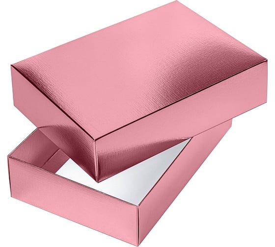 Сборная картонная коробка Hatber 250x180x65 мм, прямоугольник, METALLIC, розовая 20шт. в упаковке 082218 1