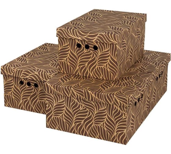 Короб для хранения из плотного микрогофрокартона BRAUBERG 330x250x185 мм, 4 шт., home узор 271816 1
