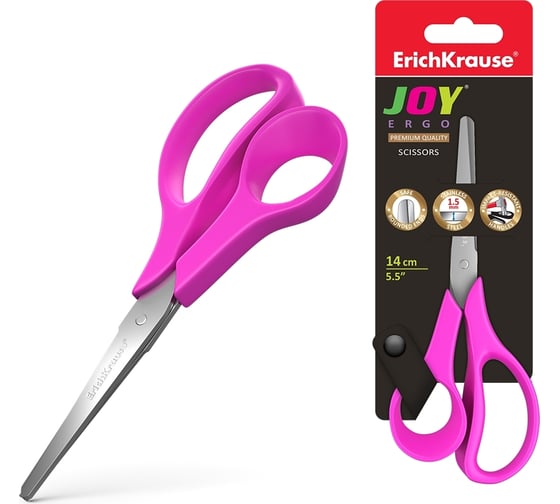 Ножницы ErichKrause JOY Ergo 14 см, ассорти 35145