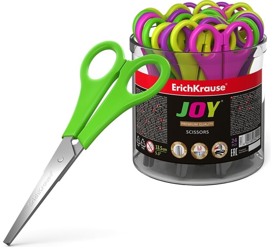 Ножницы ErichKrause JOY 13.5 см, ассорти, 24 шт. 15602