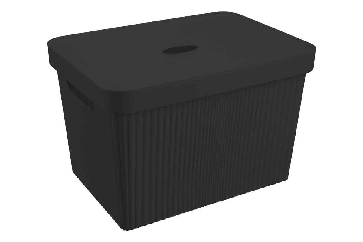 Лоток с крышкой Econova Velvet, 380x270x249 мм, 20 л, черный 434249713 ...