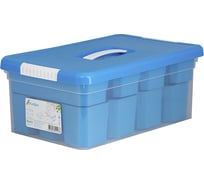 Ящик-органайзер Счастливый дачник Standart 10 л, с ручкой, 12 вставок S + 2 лотока S FB2071