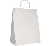 Пакет ПЗБМ с кручеными ручками, 370x320x200, 100 г/м2, крафт, белый, 200 штук 110791