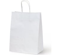 Пакет ПЗБМ с кручеными ручками, 390x150x80, 100 г/м2, крафт, белый, 250 штук 111132