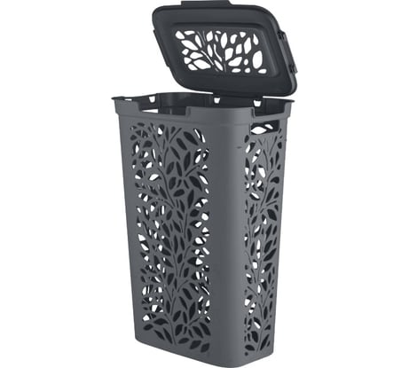 Корзина для белья Полимербыт Leaves 40л 440x275x635мм серый 434942500