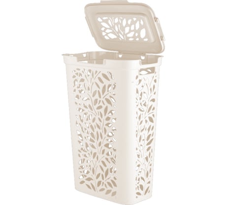 Корзина для белья Полимербыт Leaves 60л 440x340x635мм молочный 434890700